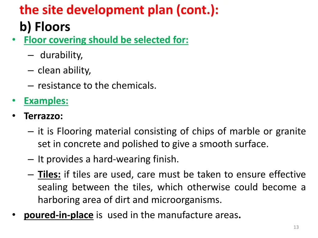 the site development plan cont b floors