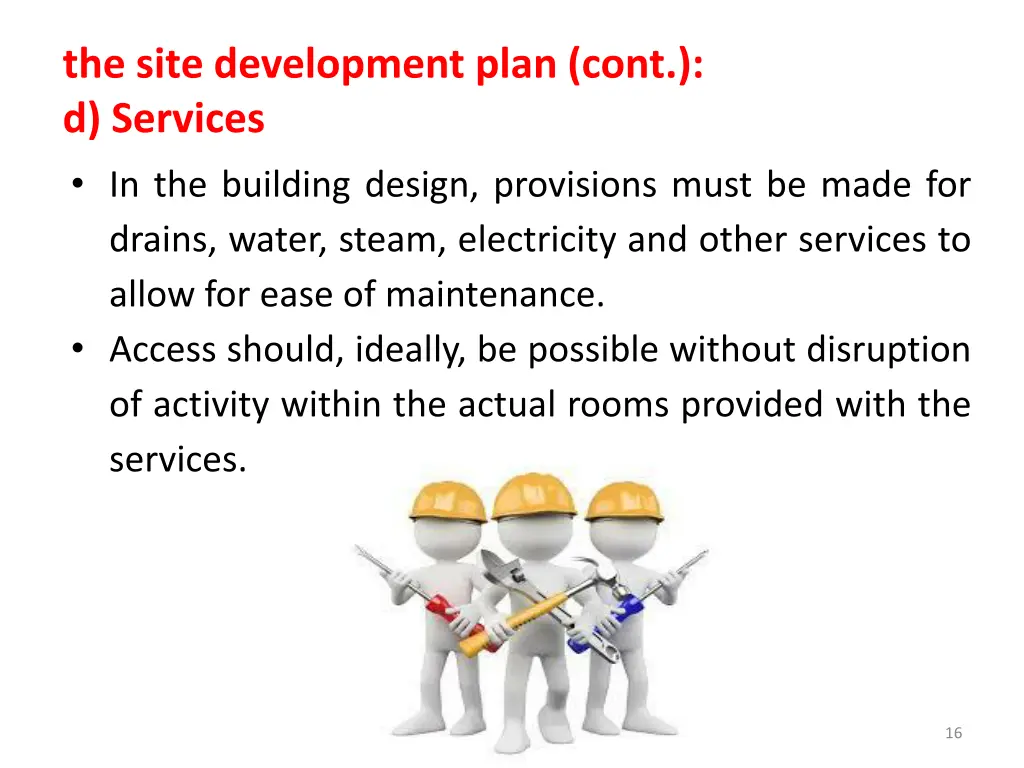 the site development plan cont d services