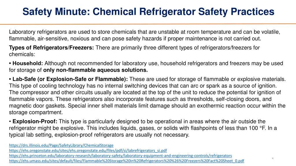 safety minute chemical refrigerator safety