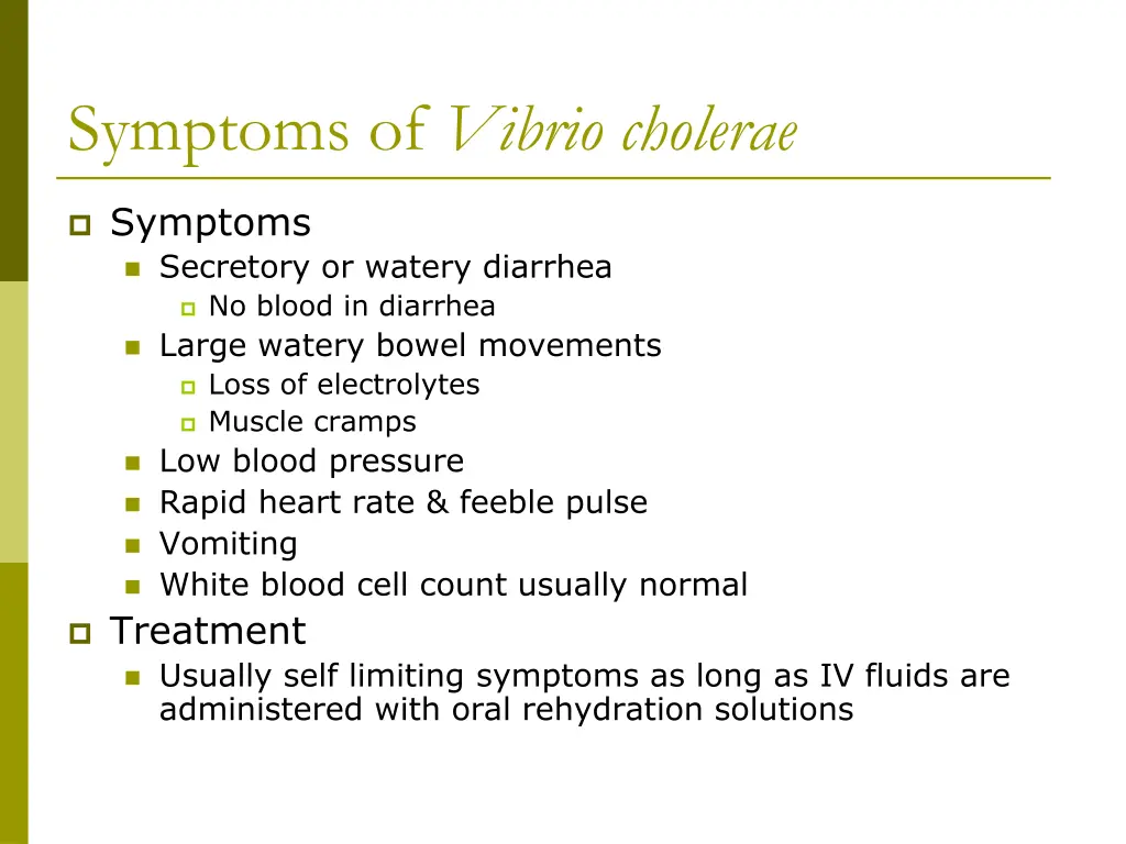 symptoms of vibrio cholerae