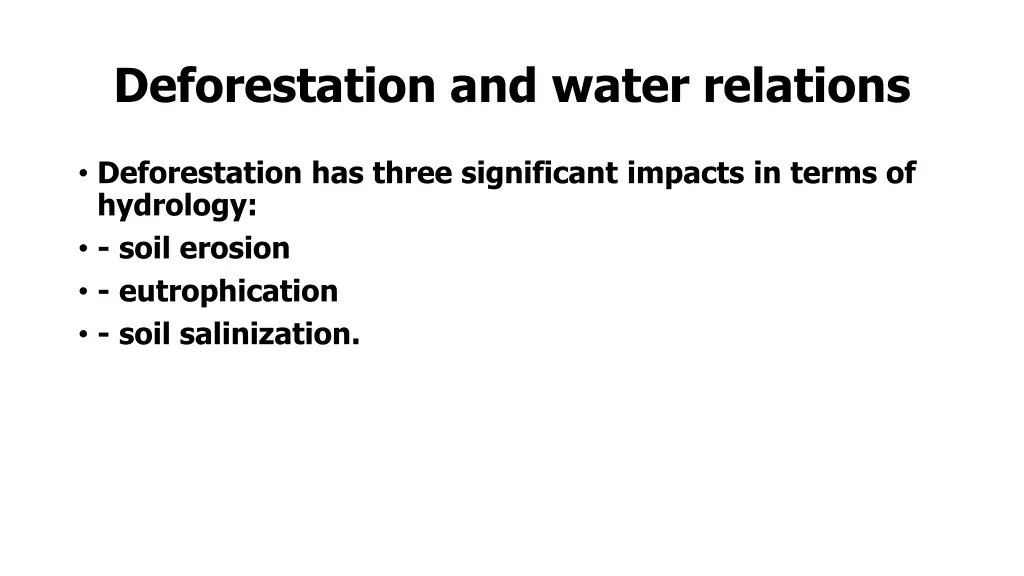 deforestation and water relations