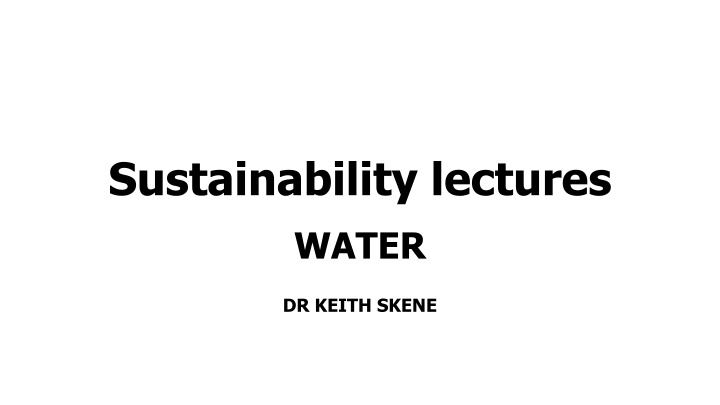 sustainability lectures water