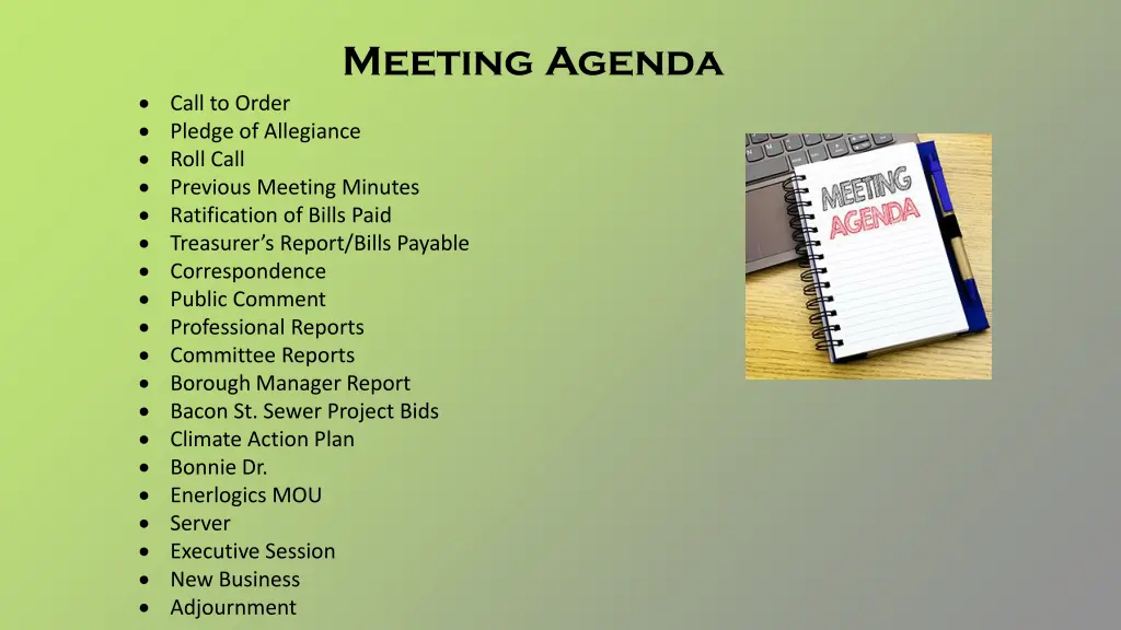 meeting agenda