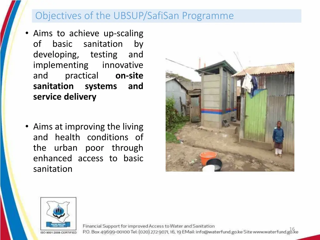 objectives of the ubsup safisan programme