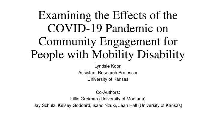 examining the effects of the covid 19 pandemic