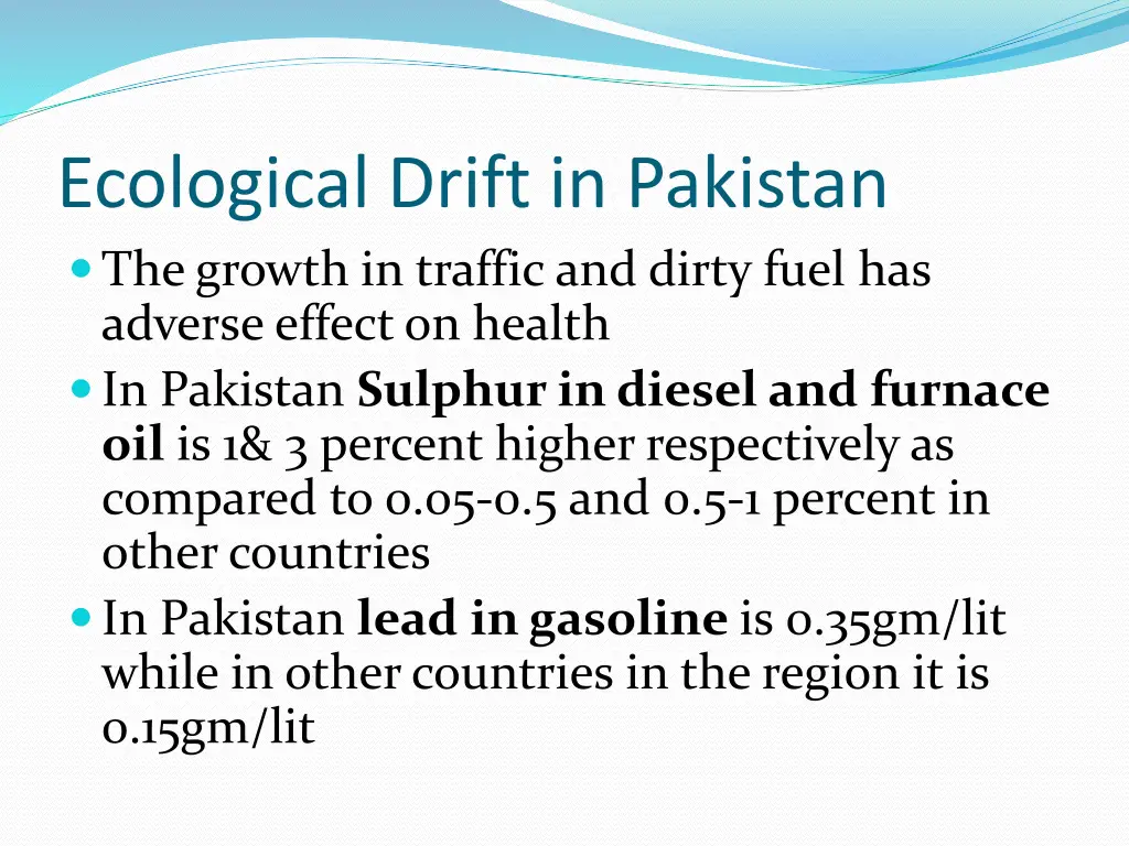 ecological drift in pakistan the growth
