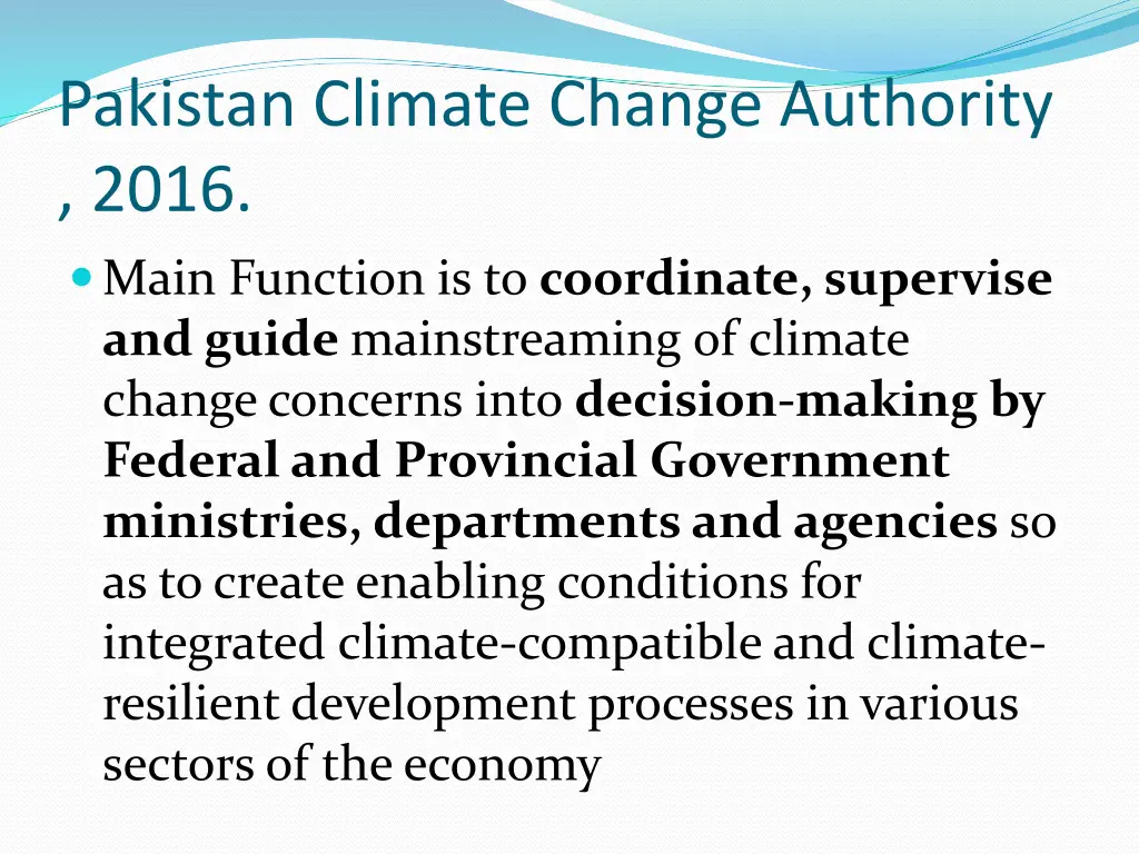 pakistan climate change authority 2016