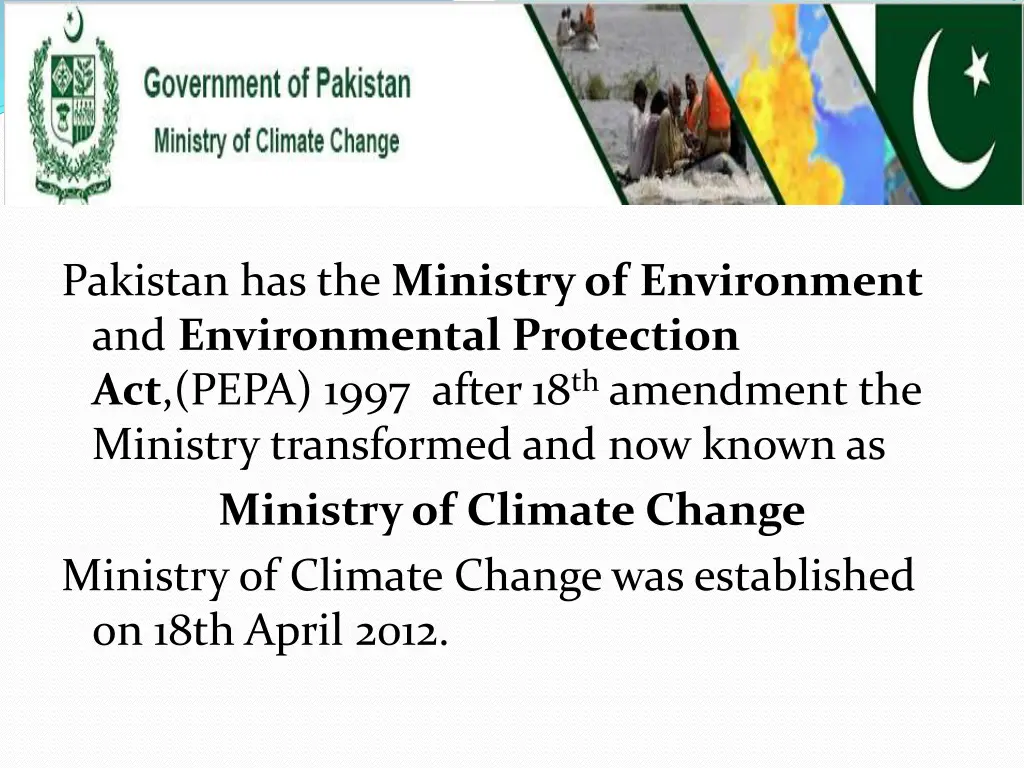 pakistan has the ministry of environment