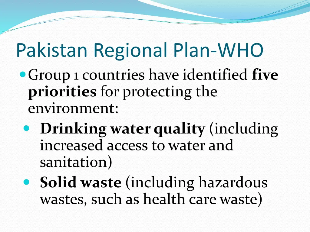 pakistan regional plan who group 1 countries have