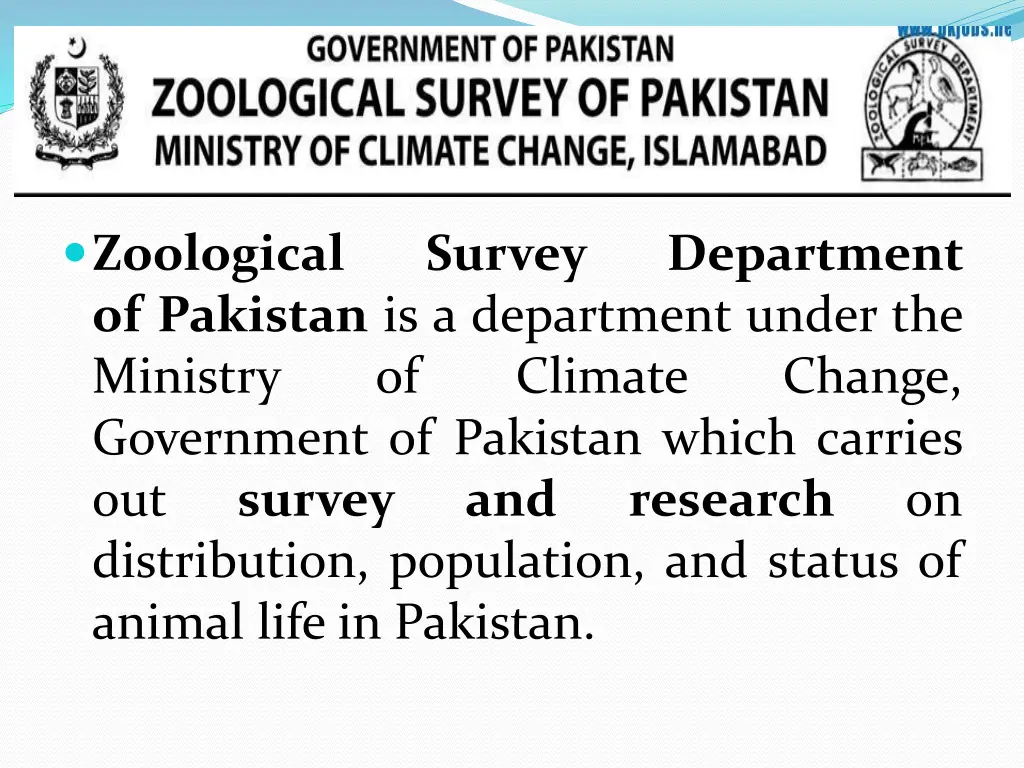 zoological of pakistan is a department under