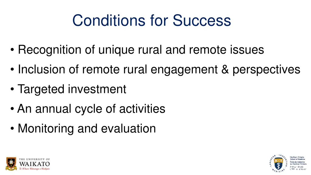 conditions for success