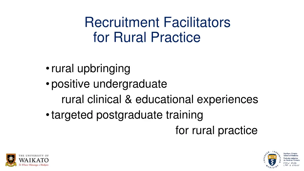 recruitment facilitators for rural practice