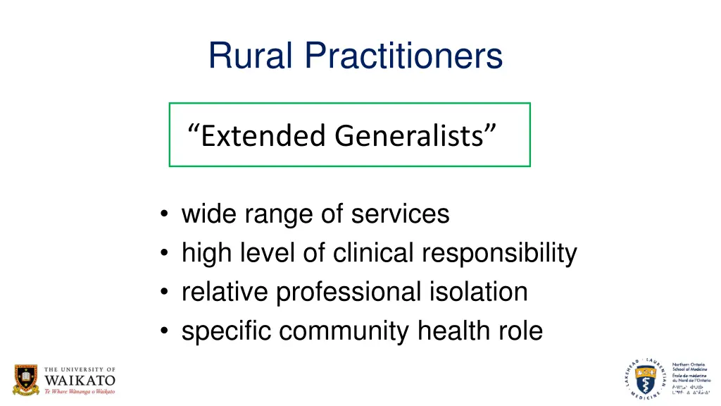 rural practitioners