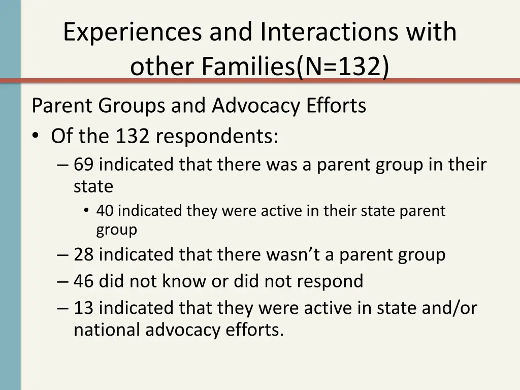 experiences and interactions with other families