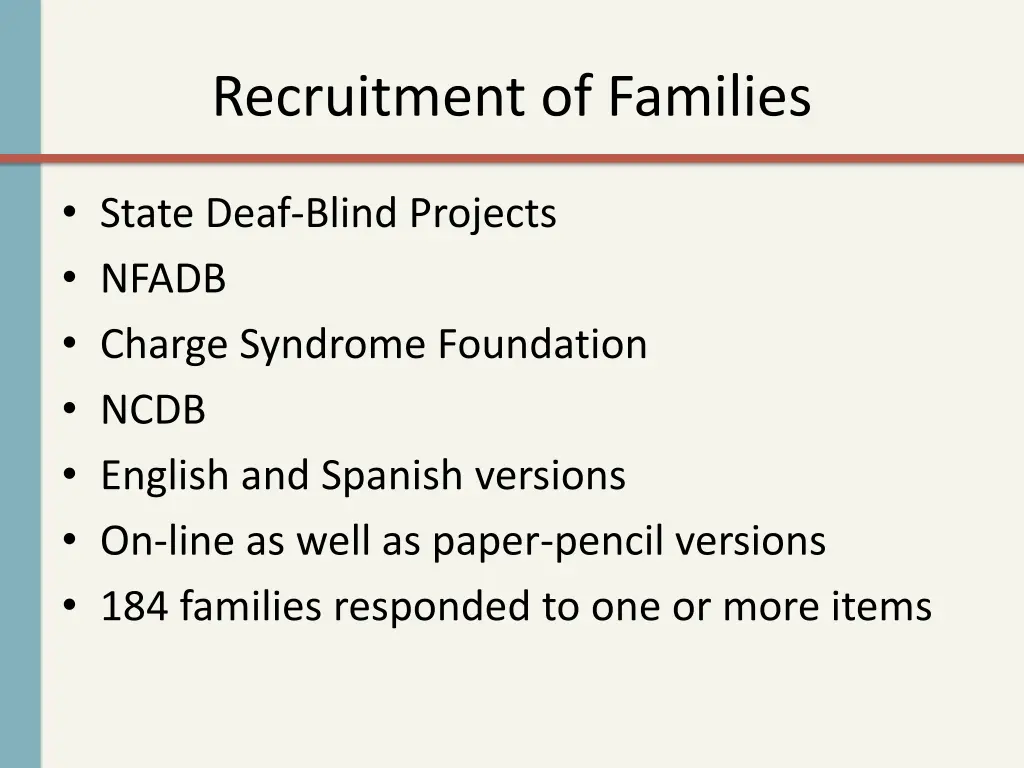 recruitment of families