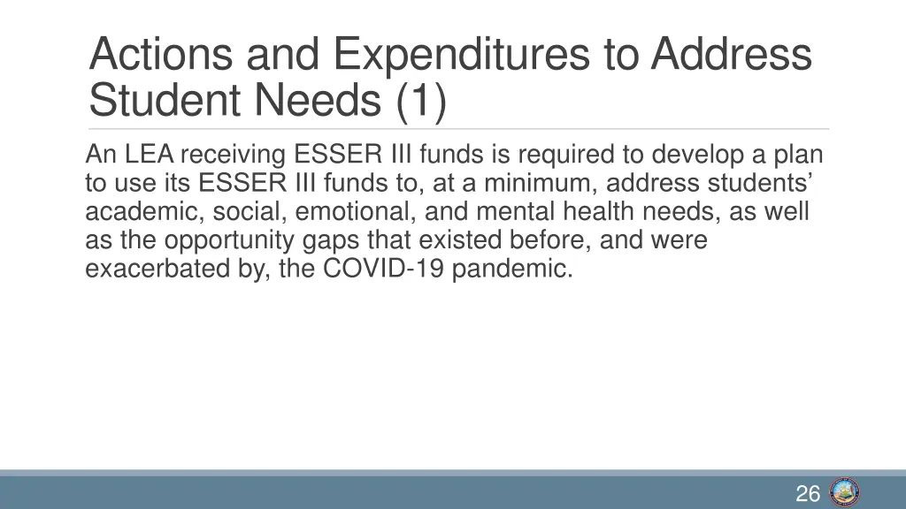 actions and expenditures to address student needs