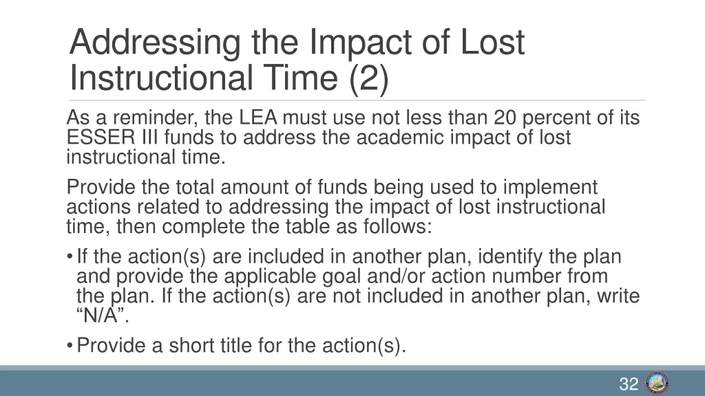 addressing the impact of lost instructional time