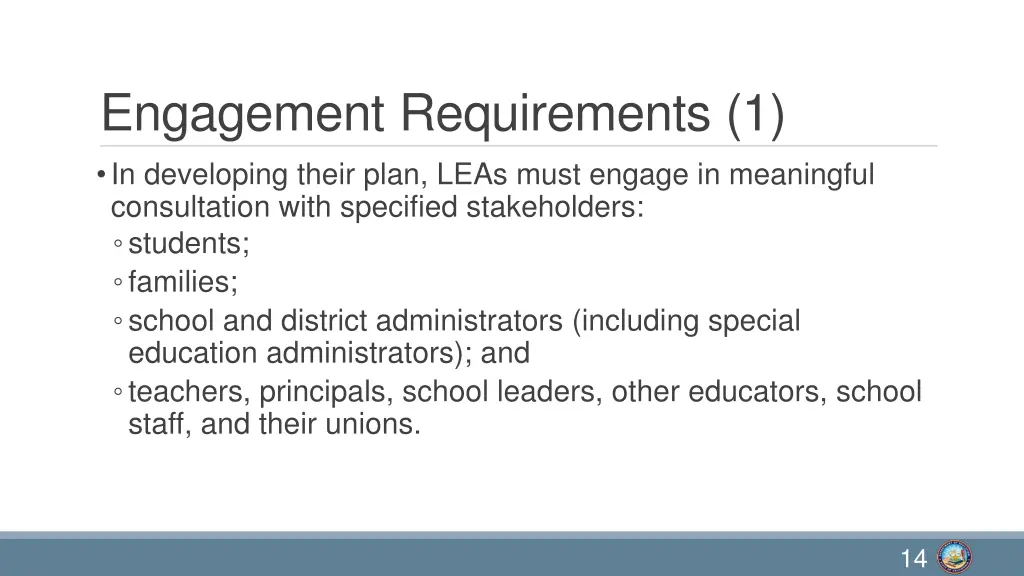 engagement requirements 1 in developing their