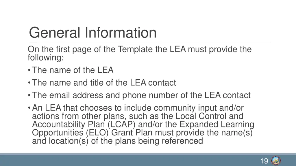 general information on the first page