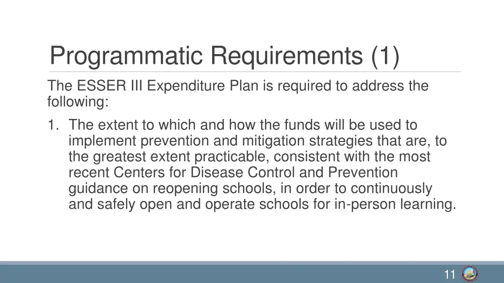 programmatic requirements 1 the esser