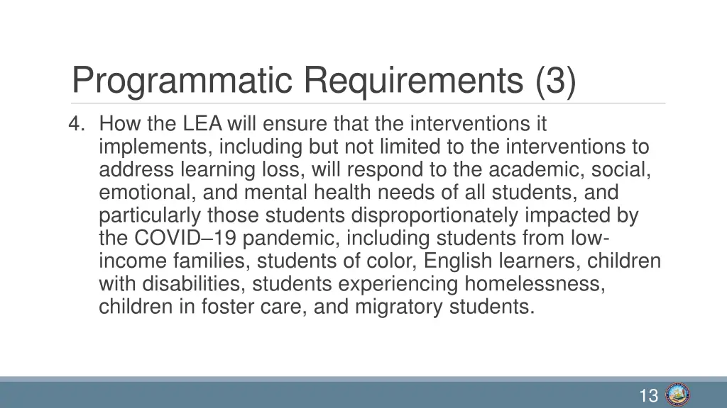programmatic requirements 3 4 how the lea will