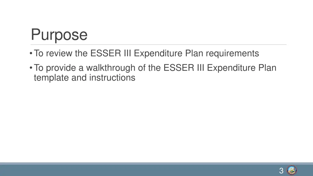 purpose to review the esser iii expenditure plan