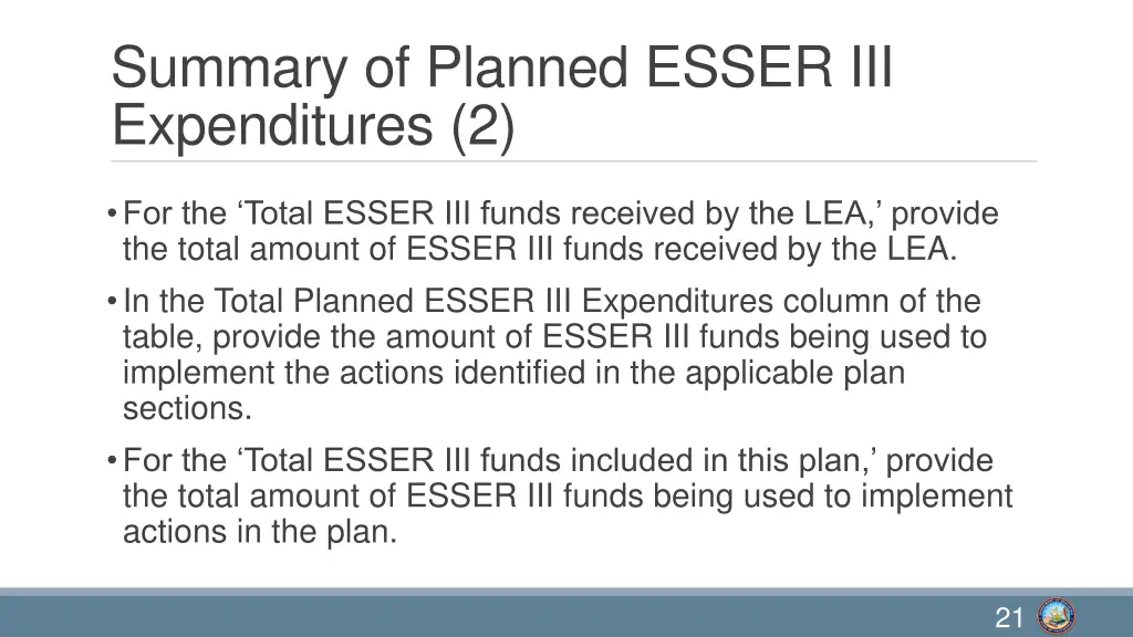 summary of planned esser iii expenditures 2