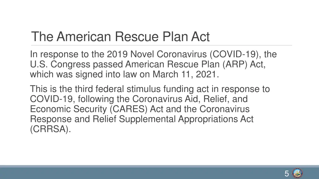 the american rescue plan act in response