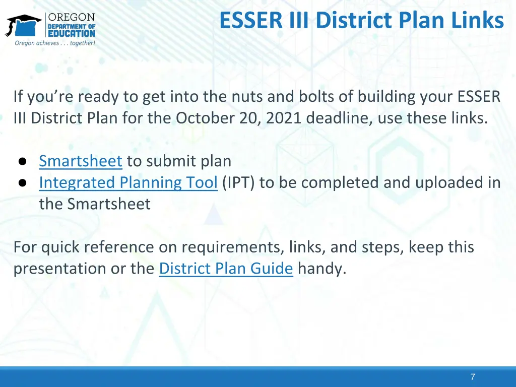 esser iii district plan links