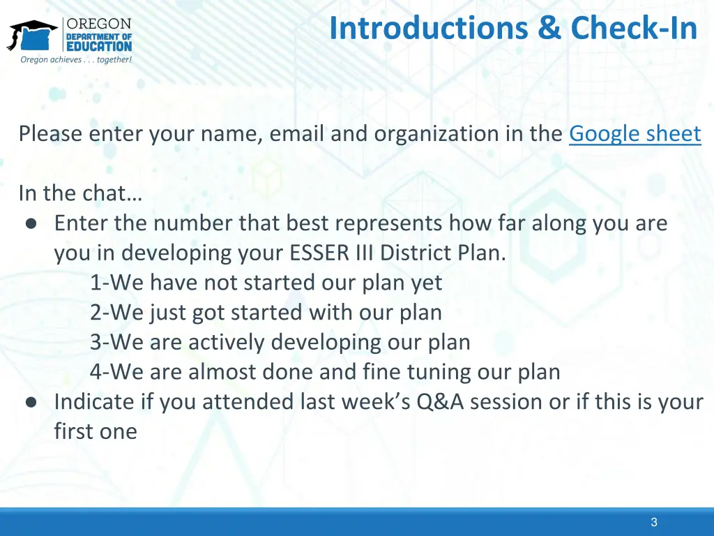 introductions check in