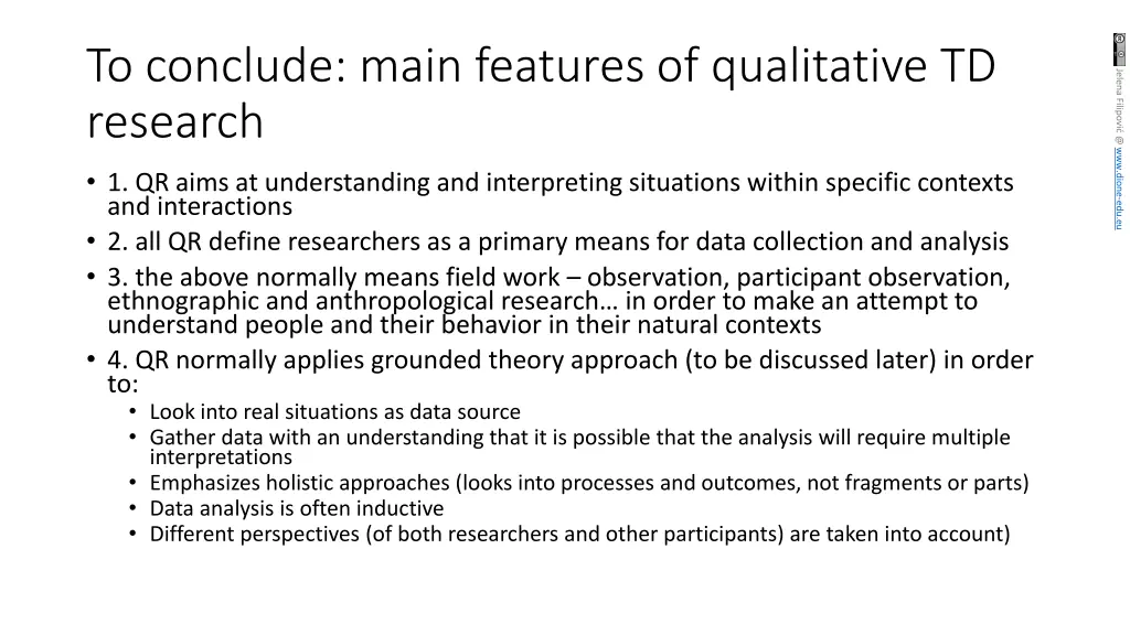 to conclude main features of qualitative