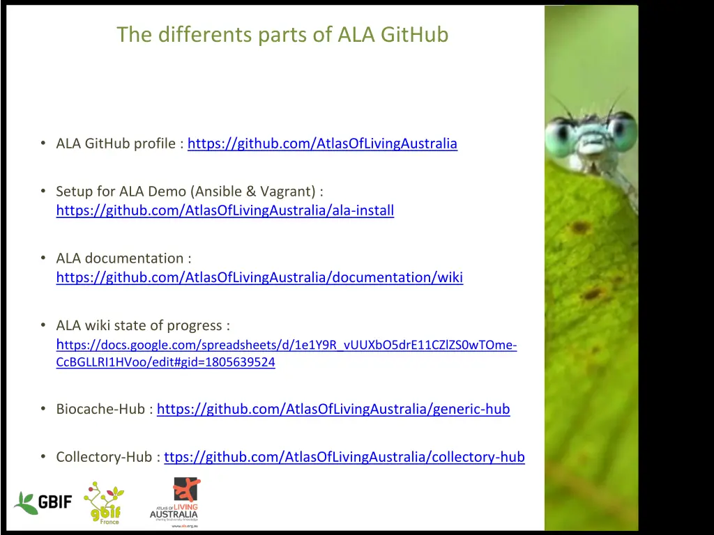 the differents parts of ala github