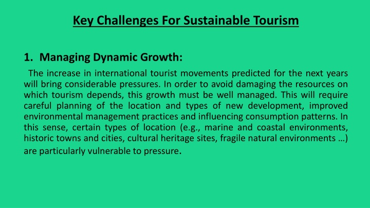 key challenges for sustainable tourism