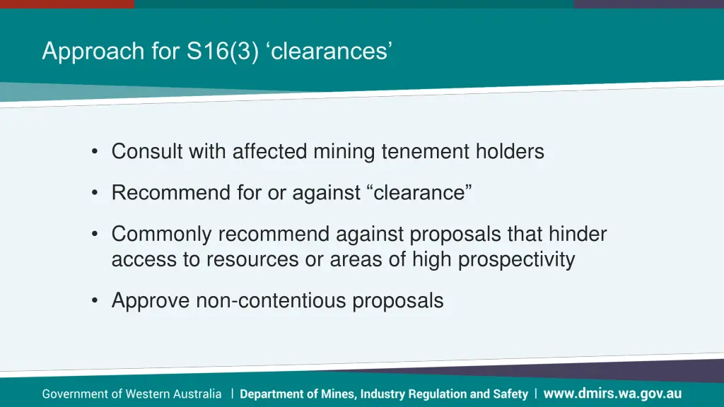 a pproach for s16 3 clearances