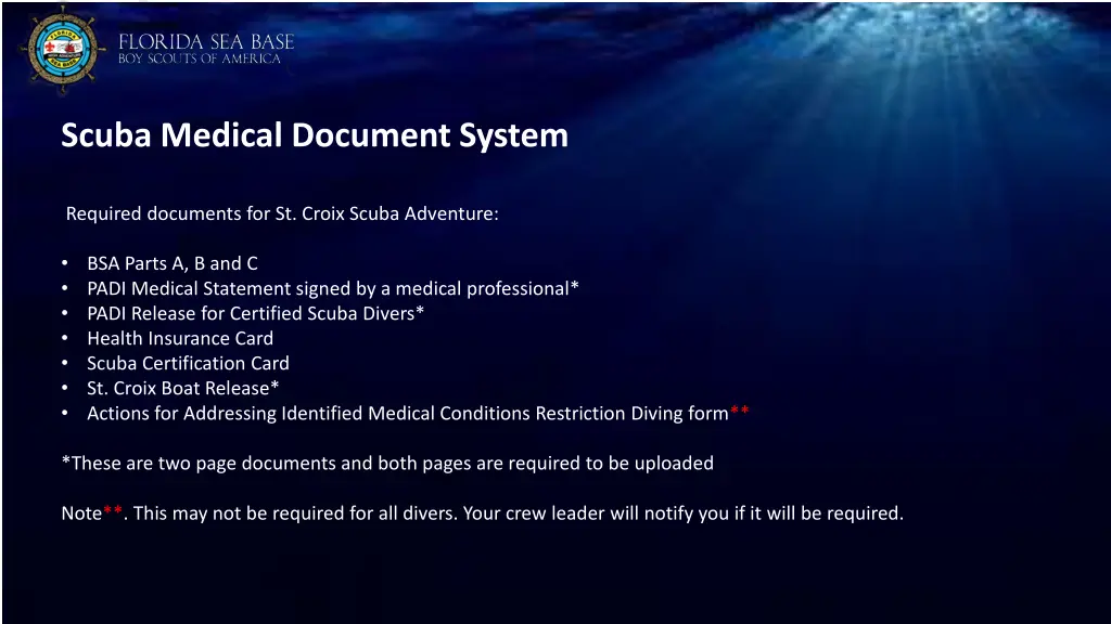 scuba medical document system 1