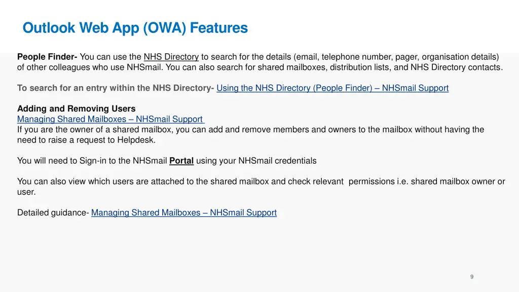 outlook web app owa features