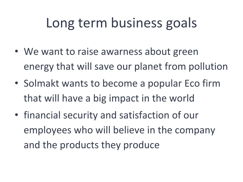 long term business goals