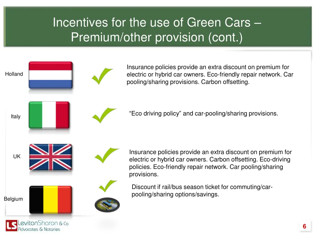 incentives for the use of green cars premium