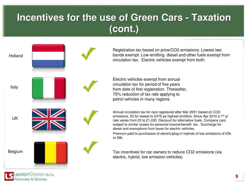 incentives for the use of green cars taxation cont
