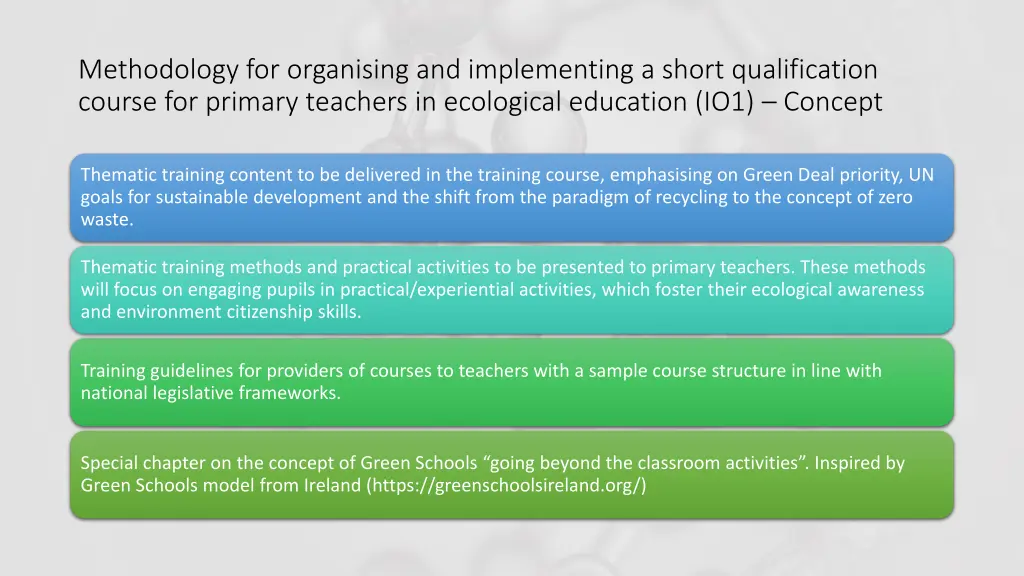 methodology for organising and implementing 1