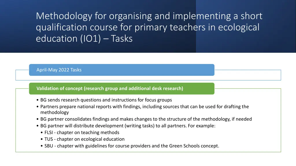 methodology for organising and implementing 2