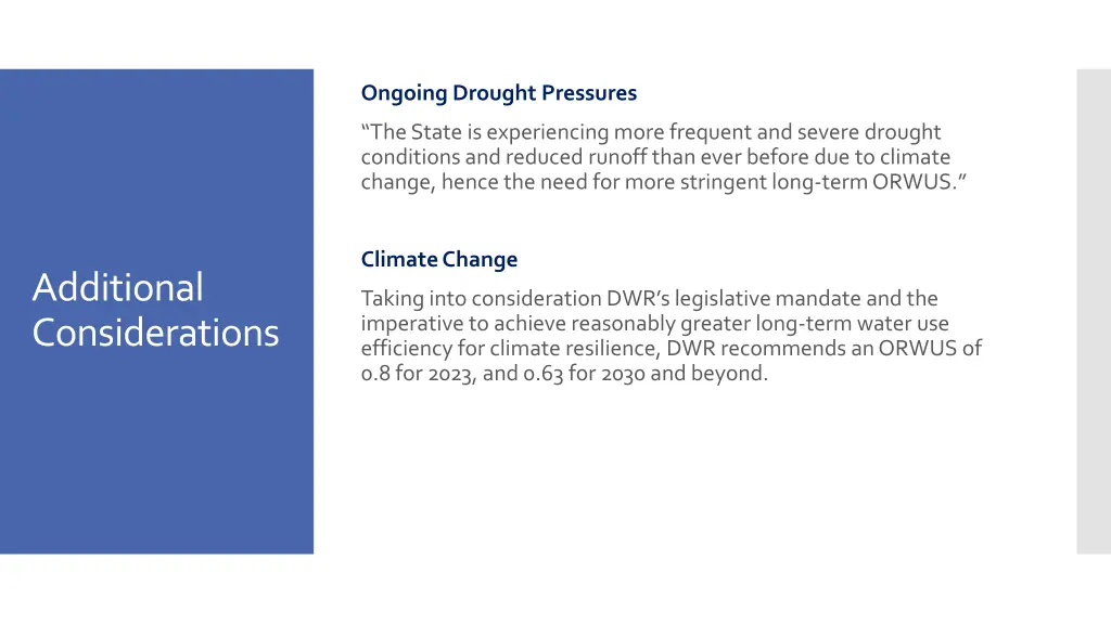 ongoing drought pressures