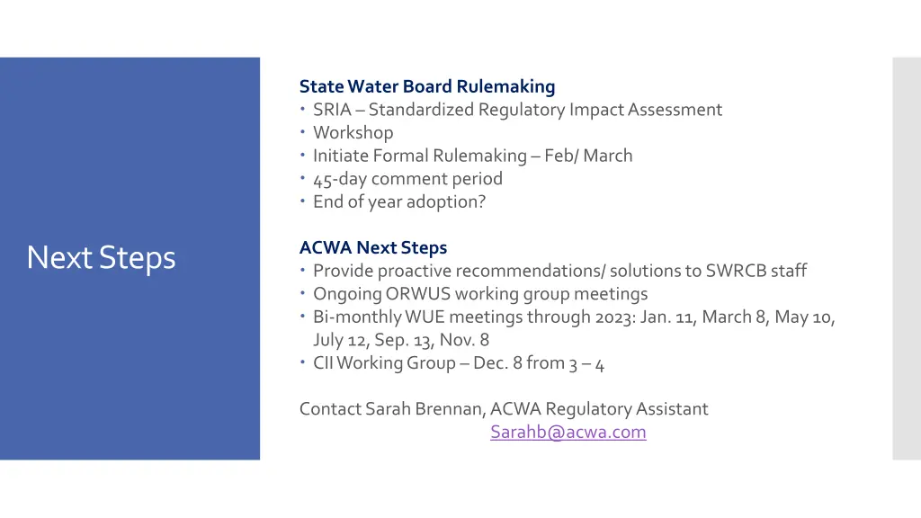 state water board rulemaking sria standardized