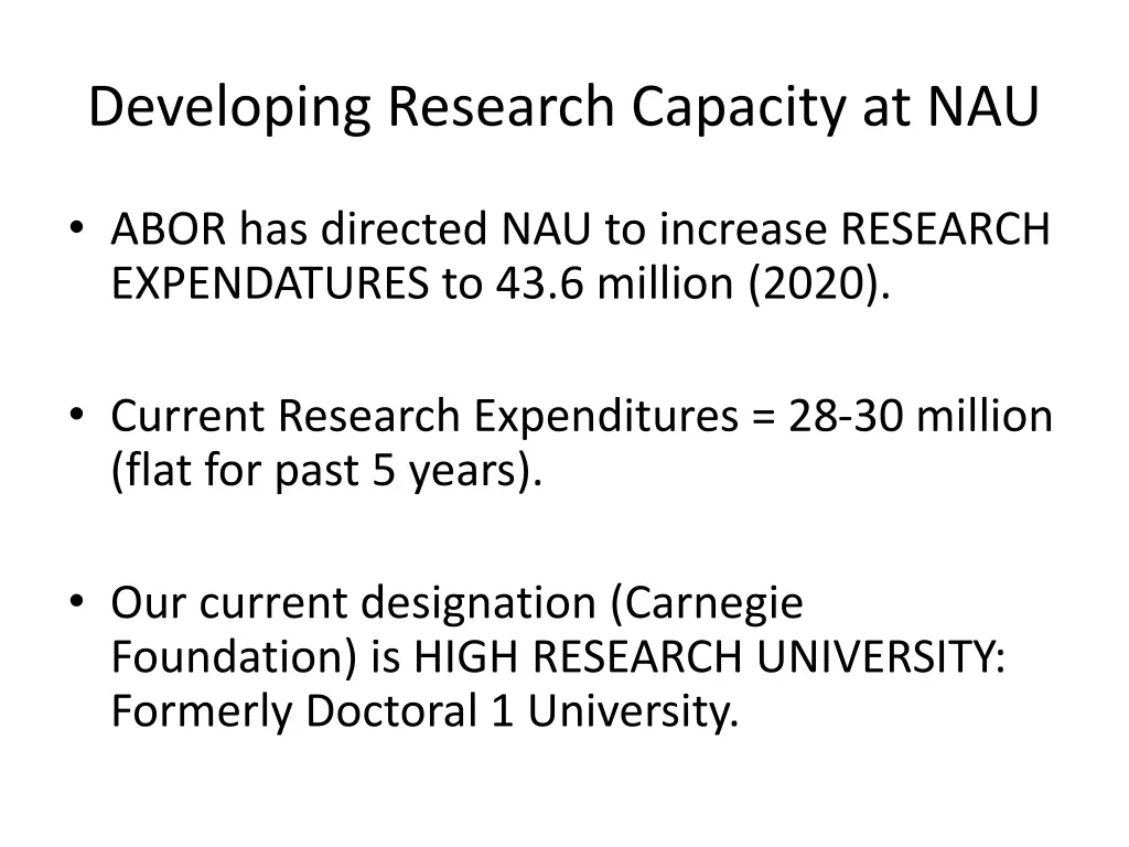 developing research capacity at nau