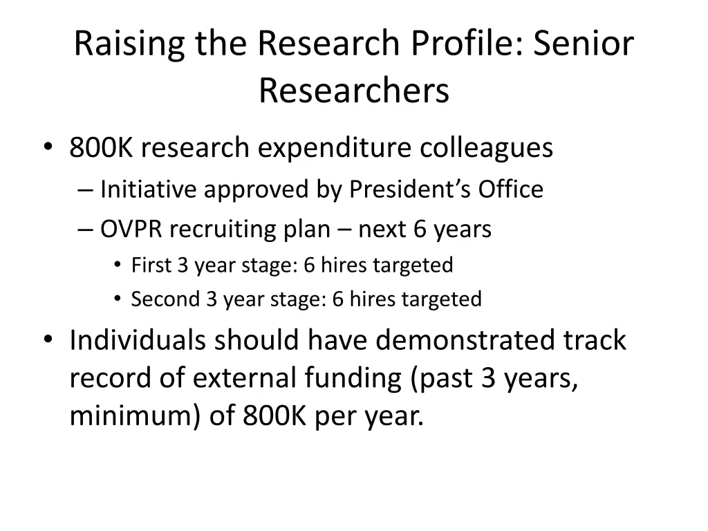 raising the research profile senior researchers