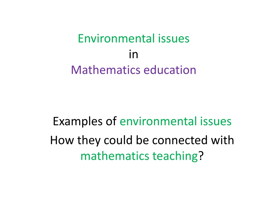 environmental issues in mathematics education