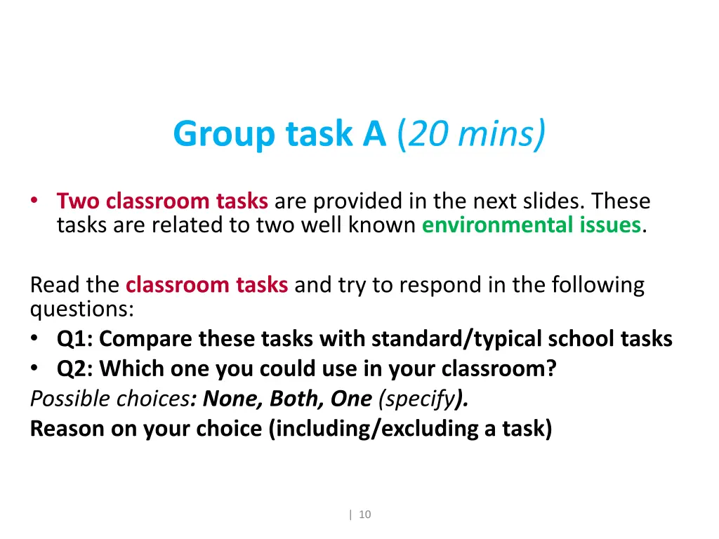 group task 20 mins