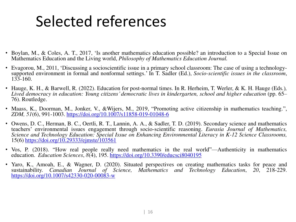 selected references