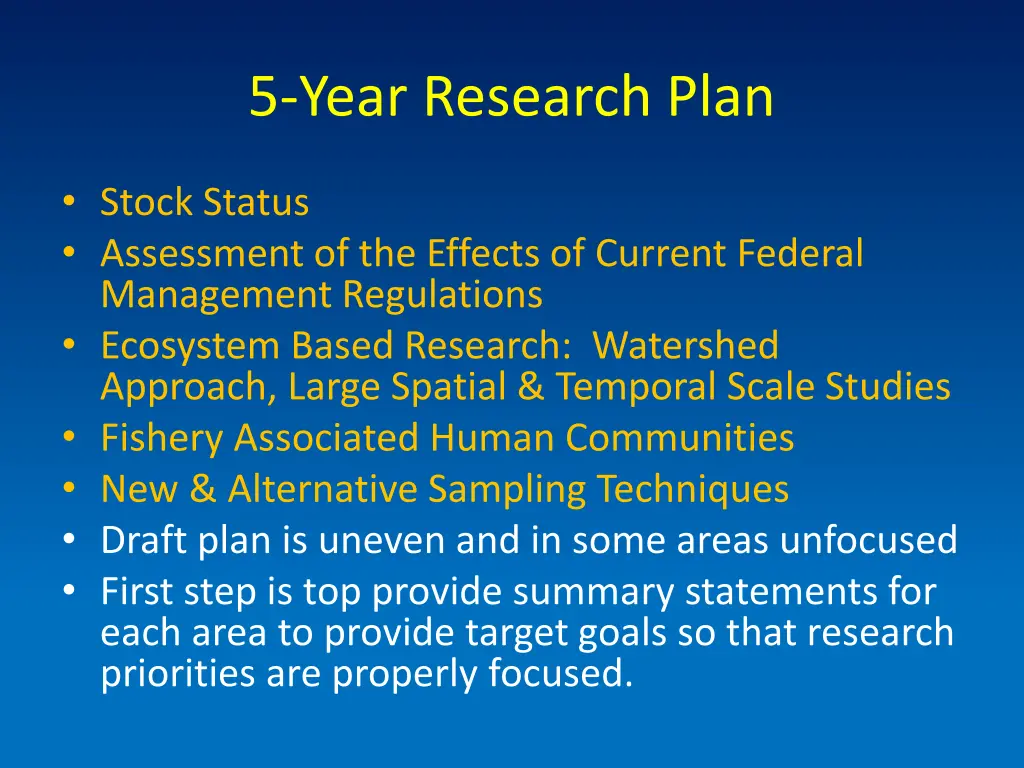 5 year research plan