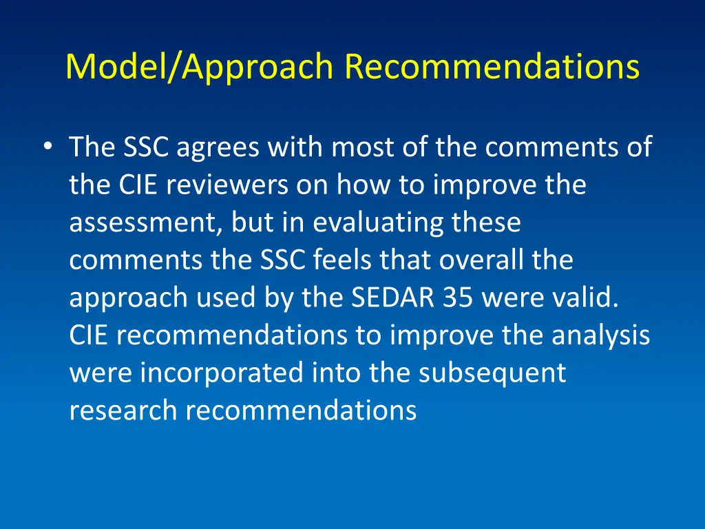 model approach recommendations